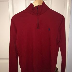 Men’s quarter zip in red (dry fit material)